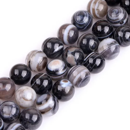 Vista 122 de GEM-Inside Cuentas Sueltas de Piedras Preciosas de Ágata Azul Bandeada Natural de 6mm Cuentas Redondas de Piedra de Energía para Hacer Joyas 15