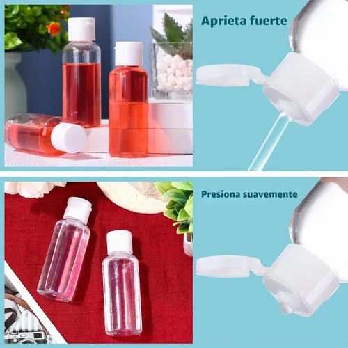 Vista 3 de Maxdot 300 botellas vacías de desinfectante de manos de 1.7 onzas/1.7 fl oz, botellas recargables de plástico con tapa abatible, mini recipientes