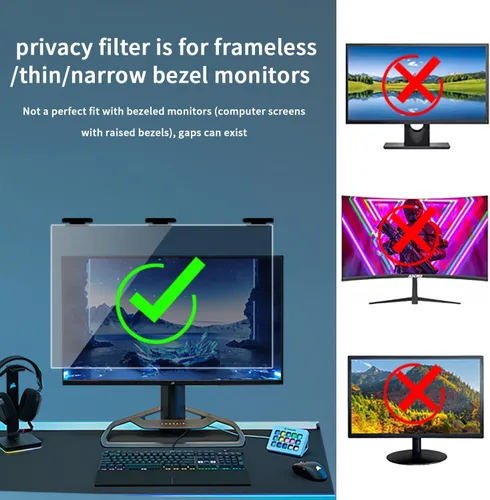 Vista 2 de Pantalla de privacidad magnética colgante de 21.5 pulgadas para monitor de pantalla ancha de 16:9, pantalla de privacidad extraíble, antirreflejos