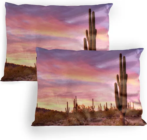 Vista 10 de Lunarable Nature Pillow Sham Set of 2, Sunset in a Winter Park Russia Sun Rays Through Trees Pathway to Forest, Quality Microfiber Bedding Item for