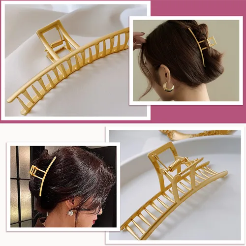 Vista 5 de AIBEE Pinzas grandes de metal para el cabello, 4 pinzas antideslizantes grandes doradas con fuerte sujeción para cabello grueso y fino para mujeres