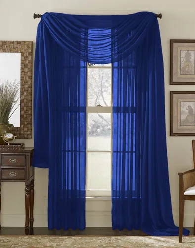 Vista 21 de Juego de 3 piezas de cortinas y cenefa Interior Trends, fina, totalmente cosida, juego de 2 cortinas y 1 cenefa a juego
