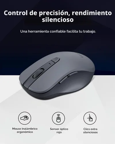 Vista 2 de Lenovo WL310 Ratón silencioso Bluetooth, ergonómico, DPI ajustable, clics silenciosos, Bluetooth 5.0, portátil para Windows, Mac y Chromebook, gris