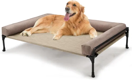 Vista 13 de Veehoo Cama Elevada para Perros - Cama Cot Refrescante para Exteriores para Perros de Tamaño Mediano con Cerca de Tres Lados, Cuna Elevada