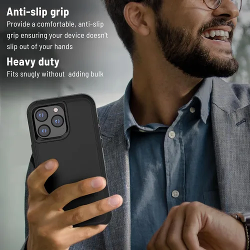 Vista 6 de X-belmox Funda protectora para iPhone 15 Plus, 3 capas, resistente a prueba de golpes, protección contra caídas, grado MiIitary para iPhone 14 Plus