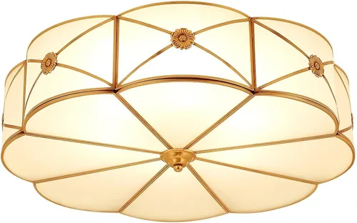 Vista 9 de LIGHTLAND Lámpara de Techo de Montaje al Ras de 13.8 Pulgadas, Lámpara de Techo de Latón de 3 Luces con Pantalla de Vidrio, Accesorios de Luz