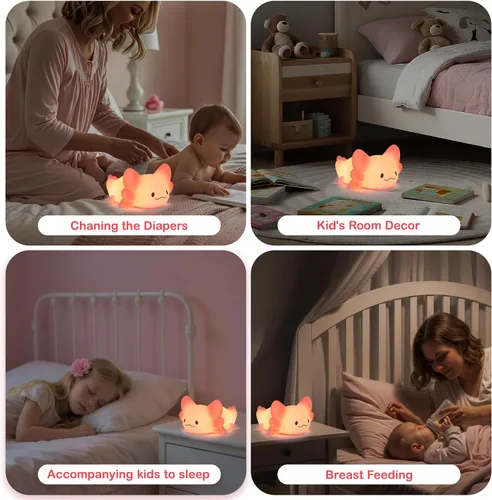 Vista 6 de ZKLiLi Axolotl Luz Nocturna para Niños, Lámpara Suave y Adorable Regulable, Regalos de Luz Nocturna para Niños para Bebé con Temporizador y 16