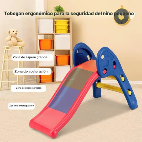 Vista 3 de BABY JOY Tobogán plegable, primer tobogán interior de plástico para escalar, juguete para niños (riel elíptico)