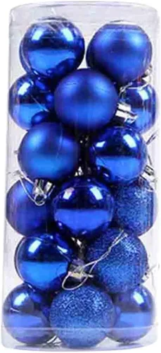 Vista 13 de 24 adornos de bola de Navidad, mini esferas de Navidad de plástico inastillables con cuerda para colgar, juego de bolas decorativas empaquetadas