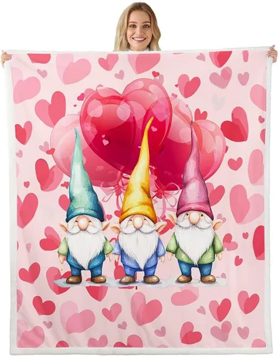 Vista 14 de Erosebridal Cartoon Gnomes Fleece Blanket,Dwarf Throw Blanket 40x50 Inch for Bedroom Living Rooms Sofa Couch,Colorful Stars Sherpa