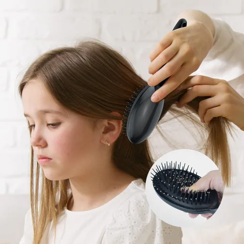 Vista 4 de 3 piezas de peine ovalado de masaje antiestático, cepillo redondo para el cabello, cepillo de ventilación para el cabello, cepillo desenredante