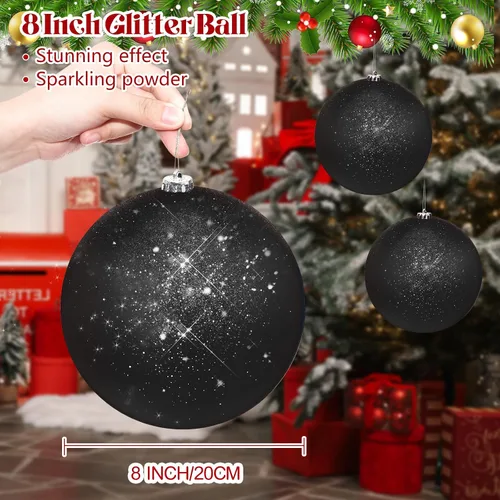 Vista 3 de Zubebe 6 Piezas Bolas de Navidad Extra Grandes de 8" para Exteriores, Adornos Jumbo Oversized para Árbol de Navidad, Decoraciones Gigantes, Bolas