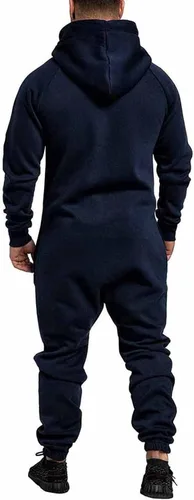 Vista 3 de WUAI - Buzo con capucha para hombre con cremallera y pijamas de una pieza