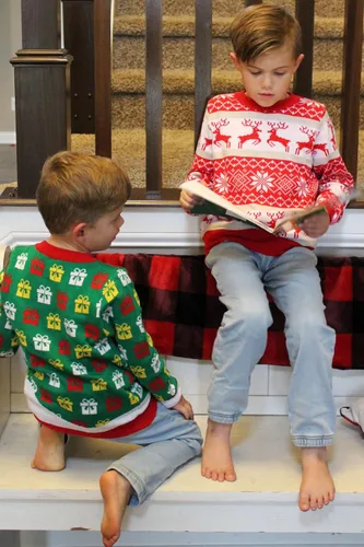 Vista 7 de Funnycokid Suéter feo de Navidad para niños y niñas, para fiestas de Navidad de 3 a 10 años