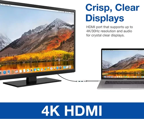 Vista 4 de Verbatim - Adaptador 4 en 1 USB C Hub con 4K HDMI, 60W Power Delivery, USB 3.0, USB 2.0 para portátiles USB C
