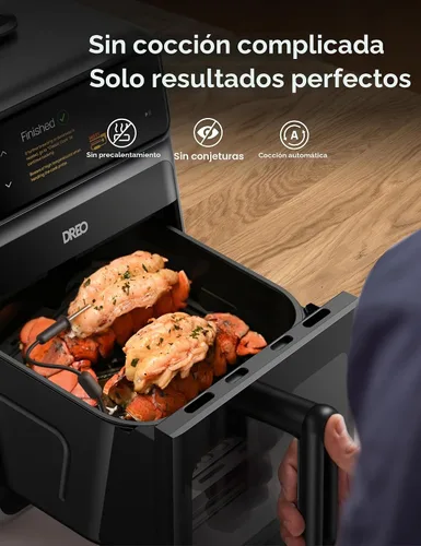 Vista 3 de Dreo ChefMaker - Freidora combinada, cocina como un profesional con solo presionar un botón, freidora de aire inteligente con sonda de cocina