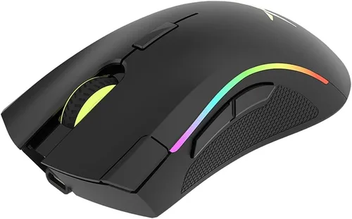 Vista 8 de DeLUX Mouse ergonómico inalámbrico para juegos con Pixart 335 16000 DPI, receptor USB 2.4G, 7 botones programables e interruptor rojo Kailh, ratones