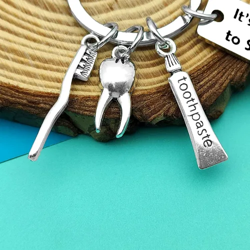Vista 3 de Regalos para dentistas, llavero de dentista, regalos para hombres y mujeres, regalos divertidos para higienistas dentales, regalo de dentista