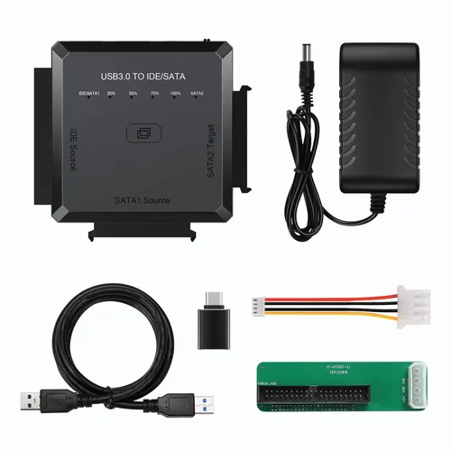 Vista 7 de Convertidor de lector de disco duro Ultra Recuperación, SATA IDE a USB 3.0 Adaptador para 2.5" 3.5" HDD/SSD, USB a SATA/IDE One Touch Clone