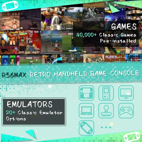 Vista 2 de R36MAX - Consola de juegos portátil, más de 40000 juegos, consola de juegos retro, tarjeta TF de 256 GB, mini arcada de video retro, 4000 mAh