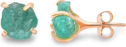 Vista 92 de Aretes de piedra preciosa natural en bruto con oro rosa sobre plata de ley 925, 6 a 0.276 in, regalo de piedra de nacimiento de calidad genuina