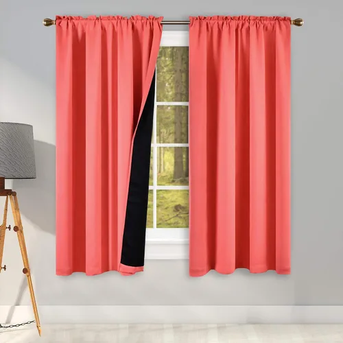 Vista 26 de KEQIAOSUOCAI Aqua - 100 cortinas opacas con forro negro para dormitorio, paneles de cortina totalmente opacas para sala de estar, cortinas aislantes