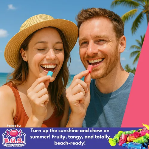 Vista 3 de Caramelos masticables de frutas – Sabores afrutados surtidos – Envueltos individualmente (70 piezas) – Bolsa a granel de 1 libra – Caramelo taffy