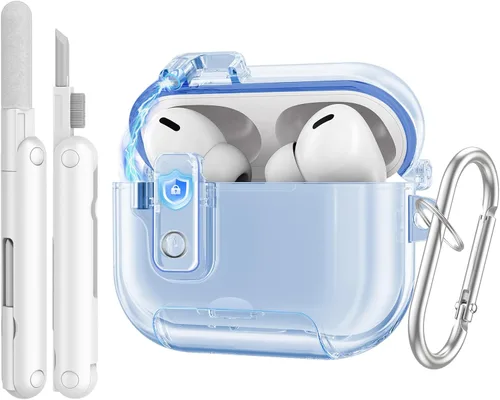 Vista 10 de TiMOVO Funda transparente para AirPods Pro 3 (2025) con bloqueo seguro
