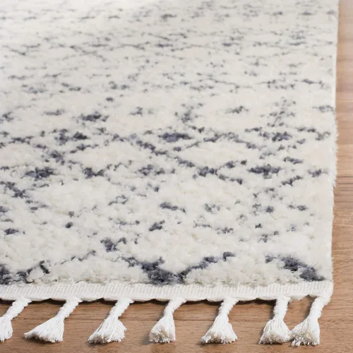 Vista 2 de SAFAVIEH Berber Fringe Shag Collection - Alfombra decorativa de 2 pies 2 pulgadas x 4 pies, color crema y gris oscuro, diseño que no desprende