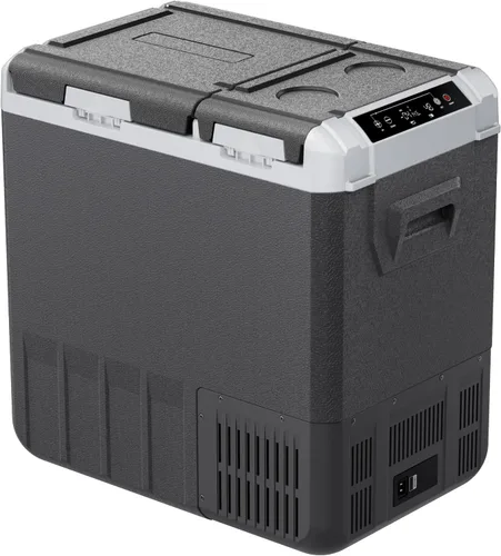 Vista 9 de Refrigerador portátil de 12 voltios para el coche, enfriador eléctrico de 37 cuartos de galón (35L), congelador portátil de doble zona con 12/24V CC