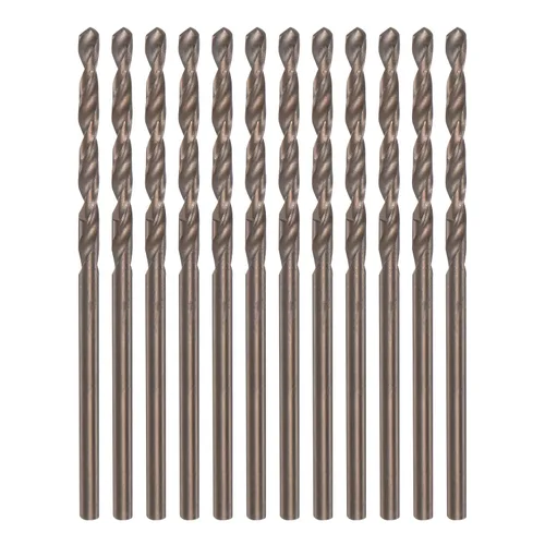 Vista 13 de HARFINGTON 12 brocas de cobalto, 0.039 in, M35 de alta velocidad, de acero de alta velocidad, brocas de vástago recto para metal duro, acero