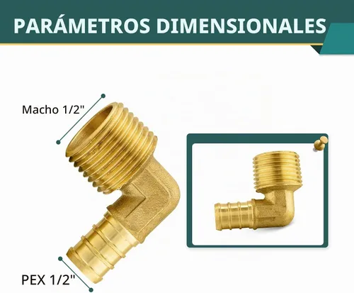 Vista 2 de Paquete de 5 accesorios Niikappu PEX 1/2" PEX x 1/2" macho NPT adaptador de codo