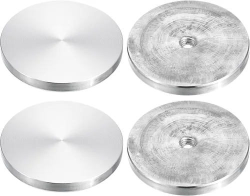 Vista 41 de uxcell M6 Rosca 0.787 in de diámetro de forma redonda de aluminio disco hardware 1pcs, aluminio círculo disco vidrio adaptador superior para mesa
