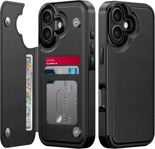 Vista 130 de FUNMIKO Funda tipo cartera para iPhone 15 con tarjetero + clip para efectivo, bloqueo RFID, protección contra caídas de grado militar y obras