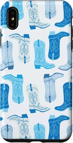 Vista 11 de Cowboy Boot Illustration Preppy Western Pastel Blue and Cyan Case for iPhone 17