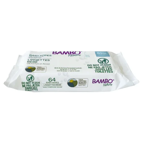 Vista 5 de Bambo Nature Toallitas para bebés de base biológica certificadas por la USDA, 64