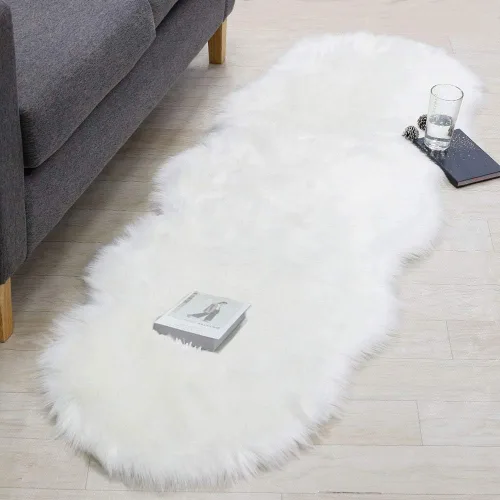 Vista 8 de RosieLily Alfombra de piel sintética ultrasuave de 1.3 x 2 pies, piel de oveja lanuda esponjosa, lavable a máquina, manta decorativa