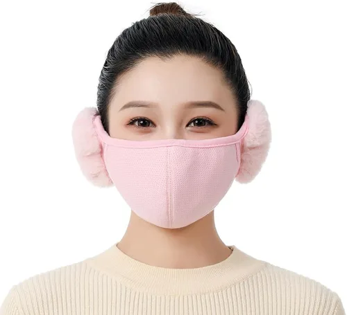 Vista 11 de Máscara unisex de invierno cálida y resistente al viento con cubiertas de orejas esponjosas - Cubierta de boca gruesa, a prueba de polvo bean paste
