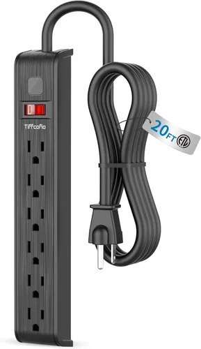 Vista 10 de Protector contra sobretensiones, cable de extensión de 4 pies, protección contra sobretensiones de 600 julios, protección múltiple de 6 tomas