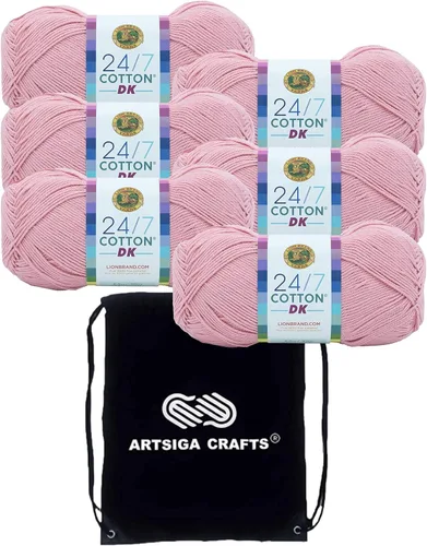 Vista 6 de Lion Brand - Hilo de algodón DK Cameo 769-101 (3 madejas, el mismo lote de tinte) DK Light Worsted #3 - Hilo de algodón para ganchillo y tejer