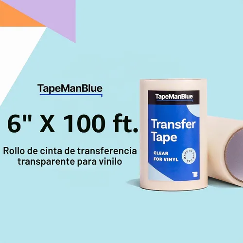 Vista 2 de TapeManBlue Cinta de transferencia transparente para vinilo - Rollo de 6 pulgadas, fabricada en EE. UU., Cinta adhesiva de transferencia de vinilo