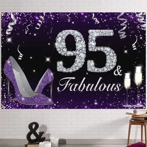 Vista 10 de HAMIGAR Fabuloso telón de fondo de cumpleaños tacones altos morados