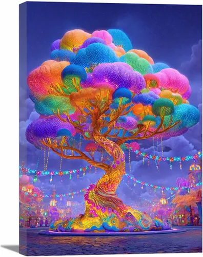 Vista 31 de VOCBAN Naturaleza árbol de la vida imágenes abstractas lienzo pintura grande moderno lienzo arte de pared árboles coloridos sala de estar decoración