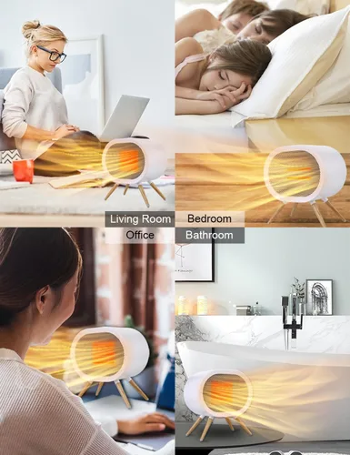 Vista 7 de Lindo calentador de espacio, calentadores de espacio portátiles para uso en interiores, calentador de escritorio eléctrico pequeño de 1000 W