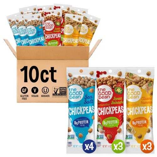 Vista 11 de The Good Bean Garbanzos crujientes – Sweet Sriracha – (paquete de 10) paquete de 1.4 onzas – Frijoles de garbanzos tostados – Snack vegano con buena