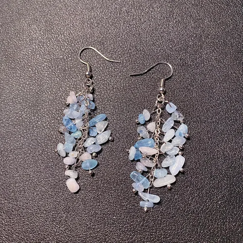 Vista 3 de Aretes colgantes con cuentas de piedra de chakra para mujeres y niñas, coloridas piedras naturales y cristales para meditación, joyería de yoga