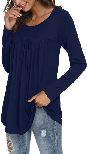 Vista 2 de LONGYUAN 2023 - Blusa de manga larga para mujer, estilo casual, holgada, holgada, cómoda, elástica, linda