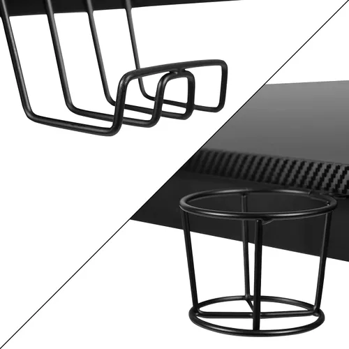 Vista 7 de BizChair Escritorio para juegos de 45.25 x 29 pulgadas, estación de trabajo para jugadores con soporte para auriculares y 2 agujeros para organizar