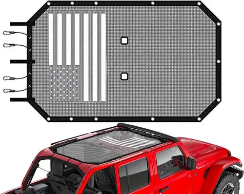 Vista 11 de RT-TCZ para Jeep JKU Parasol de malla para el techo de 4 puertas para Jeep Wrangler 2007-2017 JKU Top Bikini negro
