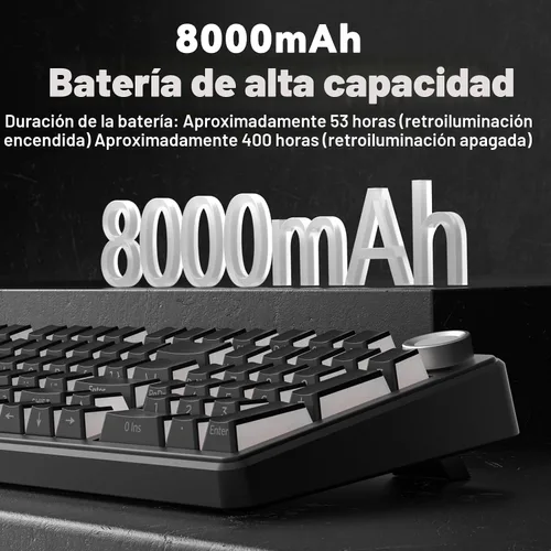 Vista 9 de AULA F99 Pro Teclado mecánico inalámbrico - Versión silenciosa, BT5.0/2.4GHz/USB-C Personalizable intercambiable en caliente, Estructura con junta